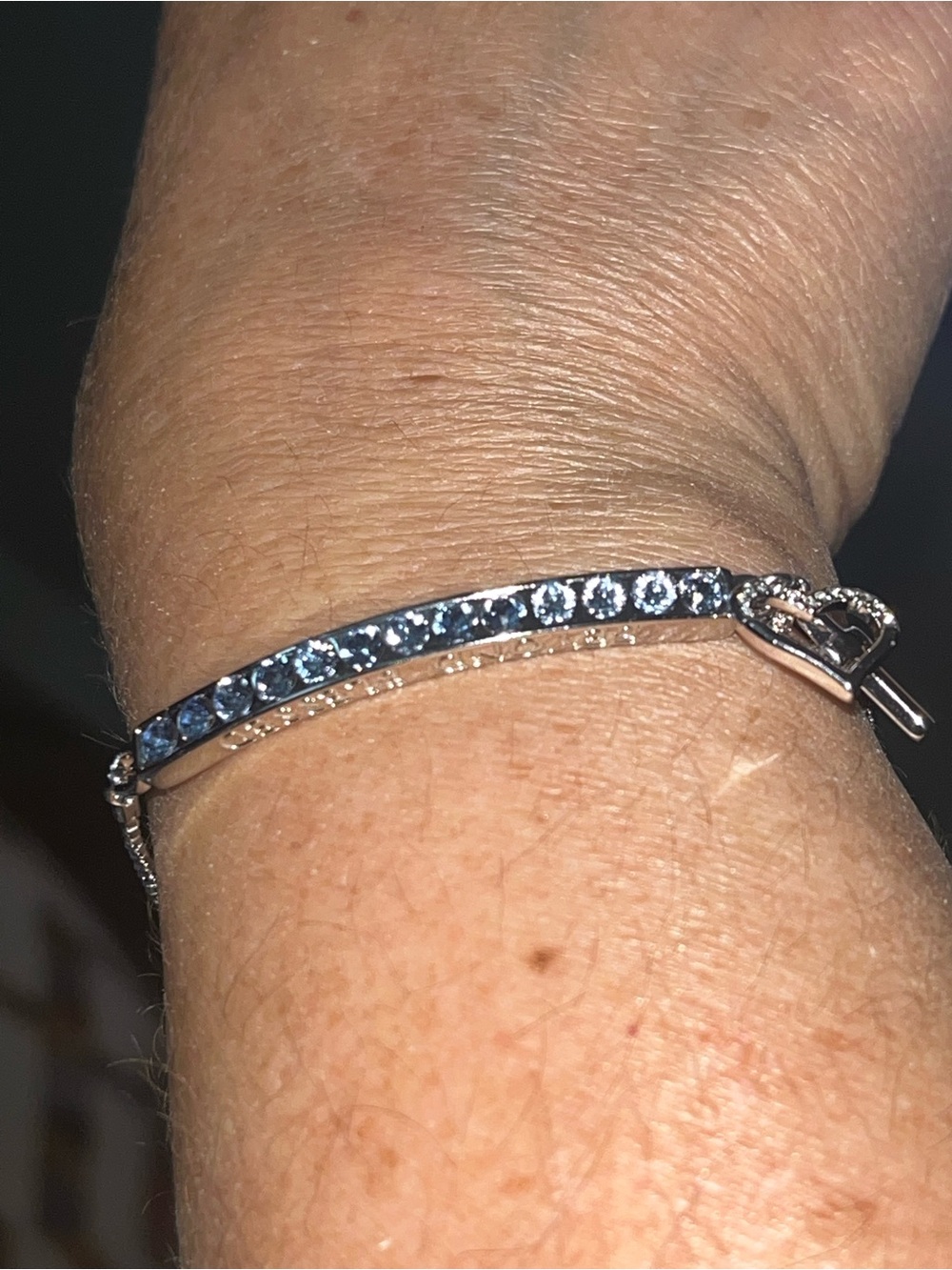 New Brilliance Crystal Heart & Cross Bar Adjustable Bracelet - Picture 7 of 9